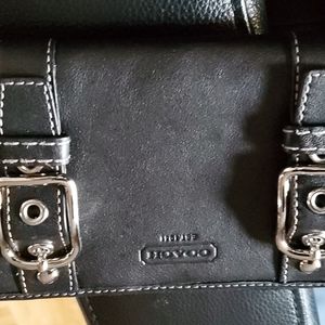 Coach Black leather buckle detail wallet
